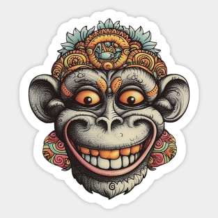 Ornamental trippy chimp Sticker